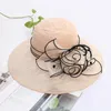 Gierig rand hoeden fs elegante bloem mesh kant fascinator zomer zonnescherm strand emmer grote bruiloft cloche cap chapeu