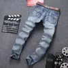 Mäns Jeans Ripped Hip-Hop Men Byxor Street Skinny Denim Pants Fashion Casual Dropship för Man