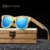 Kithdia Skateboard-Holz-Bambus-Sonnenbrille, polarisiert, für Damen und Herren, Markendesigner, Holz-Sonnenbrille, UV-Schutz-Linse S3834