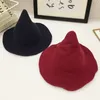 Stingy Brim Hats 2021 Women Modern Witch Hat Foldable Costume Sharp Pointed Wool Felt Halloween Party Warm Autumn Winter Cap271r
