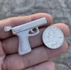 14k guldpläterad hip-hop stor cz pistol pistol 24 "rep kedja halsband koppar bana cubic zircon bling smycken för män kvinnor gåvor