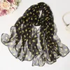 Foulards Classique Noir Et Blanc Foulard En Soie Femme Printemps Automne Polka Dot Châle Long Polyvalent Climatisation315g