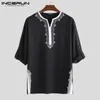 INCERUN Männer Tops African Dashiki T Shirts Gedruckt Langarm V-ausschnitt Atmungsaktive Ethnische Stil Casual T-shirts Männer Afrikanische Kleidung9805676