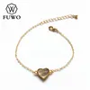 Fuwo moda seashell pulseira com 24k ouro enchido cadeia de bronze elegante pulseira de coração jóias por atacado br518