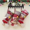 Santa Claus Bonhomme de neige Noël Bas de Noël Lattice Décoration de Noël Chaussettes de Noël Chaussettes de Noël Sac-cadeau de bonbons pour enfants DA946