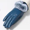 Five Fingers Gloves 2021 Winter Warm Real Leather Glove With Rex Fur Female Genuine Women Hand Wrist1