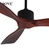 Electric Fans 52 Inch Industrial Vintage Ceiling Fan Without Light Wooden With Remote Control Simple Home Fining Room Loft Fan12698220