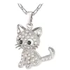 Rhinestone Cute Cat Necklace Trendy Gold Color Link Chain for Women Collares Lucky Pet Pendant Bijoux hela P245333125193792