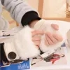 Kvinnor Lady Half Finger Fingerless Sticka ullhandskar Armband Varmare Hand Protect Winter Faux Fur Warm Mittens1