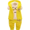 Bébé filles garçons Minions ensembles de vêtements enfants nouveau printemps et automne dessin animé coton costume à capuche gilet + t-shirt + pantalon ensemble de vêtements