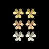 Boucles d'oreilles en titane et acier pour femmes, Style européen et américain, initiales gravées, trois diamants, fleur, Clip, 3 couleurs, 332o