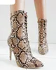 Größe 36-41 Damenstiefel Schlangenmuster Stiefeletten für Damen Spitzschuh High Heel Schuhe Frau Herbst Winter High Heels Leopard