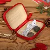 Gros-Cartoon Rouge Carré Fermeture Éclair Zéro Portefeuille Coin Sac Écouteur Noël Père Noël Boîte De Rangement En Métal