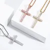 Hiphop kettingen voor mannen vrouwen luxe bling zirkoon designer kettingen vintage 18 k goud rhodium plated cross kettingen