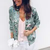 Women's Jacket Floral Printed Long Sleeve O Neck Tops Sweatshirt Spring Slim Womens Coats and Jackets Outwear Zipper Plus Size