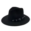 شتاء قبعة بنما Wina Women Caps Male Trilby Hat Wide Brim Fedora Caps with Belt Chapeau Homme Feutre YY180169186239