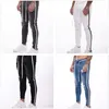 Mens buraco quebrado bordado lápis jeans slim homens calças casuais fina calças jeans clássico cowboys jovem homem jogging calça