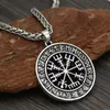 Viking Islandês Vegvisir Horror Horror em Círculo Rúnico Pingente Mágico Magical Compass Rune Amulet Collier Necklace1