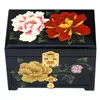 Boîte en bois décorative chinoise en laque à 3 couches avec serrure, poignées de tiroir pour décoration d'intérieur, boîte de rangement pour bijoux, cadeaux de mariage, trousses de maquillage