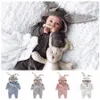Newborn Baby Rompers Rabbit Ears Babies Onesies Clothing Zipper Hooded Toddler Romper Infant Bodysuit Jumpsuits Sleeping Bag RRA3572