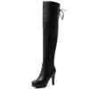 サイズ販売膝のパーティーレディースハイヒールの冬の靴女性ブーツ上の大きなエレガントなプラットフォーム