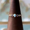 925 Anel de Prata Esterlina para Mulheres Padrão de Mar Larimar Tanzanite Topázio Prótese Gemstone Banhado Ouro Jóias