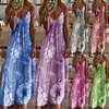 Mulheres Boho Spaghetti Strap Floral Sling Vestido Vintage Flor Impressão Sem Mangas Longo Maxi Vestidos Verão Beach Feriado Sundress