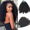 Kinky Curly Tape In Hair Extensions Virgin Brazilian Hair # 1b Naturlig Black Skin Weft Osynlig Tape On Hair Extensions 100g / 40pcs