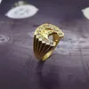 Cool design gold crystal Lucky Horseshoe Ring Stainless Steel racing jewelry Gold horse head Ring Band Finger185h