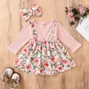 Kinderkleding Sets Meisjes Lange Mouw Effen Top Bloemen Jarretel Rokken Hoofdbanden 3PCSSets Boutique Zuigelingen Casual Kleding M276425220