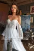 Vestido de la princesa boda Smileve soplo de la manga de Boho vestidos de novia de tul desnuda Top vestidos de boda de encaje apliques Vestido de novia