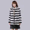 Cappotto invernale da donna in vera pelliccia di Rex, giacca calda stile lungo di alta qualità, capispalla naturale al 100%1