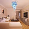 Handblåst glas ljuskronor lampor lampor kedja hängande belysning 24 med 48 inches vitblå grön färg led lampor hus dekoration