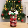New Wine Cover with Bow Plaid Linen Bottle Clothes With Fluff 17*23cm Creative Wine Bottle Cover Fashion Christmas Decoration CYZ2765 50Pcs