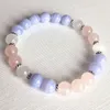 MG0816 Top Grade Blue Lace Agate Bracelet Snow Quartz Rose Quartz Bracelet Negative Energy Protection Bracelet2615383