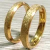 50pcs Sand Surface Quality 4mm Gold Frosted Bevel Edges Stainless Steel Ring Comfortable Fit Men & Women Gift Favor Party Jewelry Wholesale