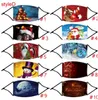 Julmasker Santa Clause Elk Snowman Print Face Mask Justerbar Party Mouth Cover med Filter Xmas Vuxen Anti Dust PM2.5 Mask LSK1164