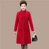 Winter Fashion Women clothing Wool Blends Coat Casual tang suit style Long outwear Female Cashmere Overcoat