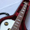 Envío gratis / blanco / retro de la perilla de volumen / 6 cuerdas de guitarra eléctrica personalizada / con estuche / en stock