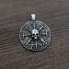 SanLan 12 pièces Norse Vikings Gear Vegvisir avec collier crâne amulette 246g