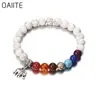 OAIITE Natural Stone Bead Men's And Women's Bracelet Chic Silver Color Elephant Pendent Vintage Boho Charm Bracelets For321V