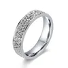 Unisex Kristall-Ring-Gold-Color Edelstahl-Ring-Verlobungsringe für Frauen Ehering