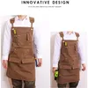 BBQ Canvas Apron Bib Chef Kitchen Apron för kvinnor Män målare barista bartenderfickor Hem Barber Cafe Restaurang Tool Aprons2123112