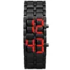 Moda masculina relógio masculino relógios de pulso digital de metal completo vermelho led samurai para homem menino esporte simples relógios relogio masculino1242a