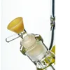 물 봉탄 노란 꿀벌 인쇄 DAB 굴착기 Percolater 14mm 그릇 줄기 Perc 유리 봉수 파이프 유리 봉 7.8 인치 높이