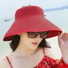 Kvinnor damer sommarbredd rulle upp vikbar solstrandstrån visir hatt cap3764226