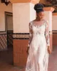 Yeni Geliş Uzun Kollu Cloak Dantel Aplike Gelin törenlerinde vestido de novia ile 3`lü Jumpsuit 2021 Backless Gelinlik
