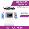 Gratis verzending 6in1 gewichtsverlies lichaam afslanken machine met 40K ultrasone liposuctuele cavitatie radiofrequentie RF 8 pads diode lipo laser