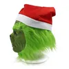 Grinch Maske, Weihnachtsmütze Weihnachtskostüm Props Scary Latex Maske Grün Latex Ganzkopfmaske Cosplay Zubehör für erwachsenes Abendkleid