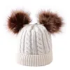 DHL UPS 5 couleurs bébé enfants chapeaux tricotés qualité Double Poms boule de fourrure hiver casquettes chaudes en plein air Skullies Beanies8614416